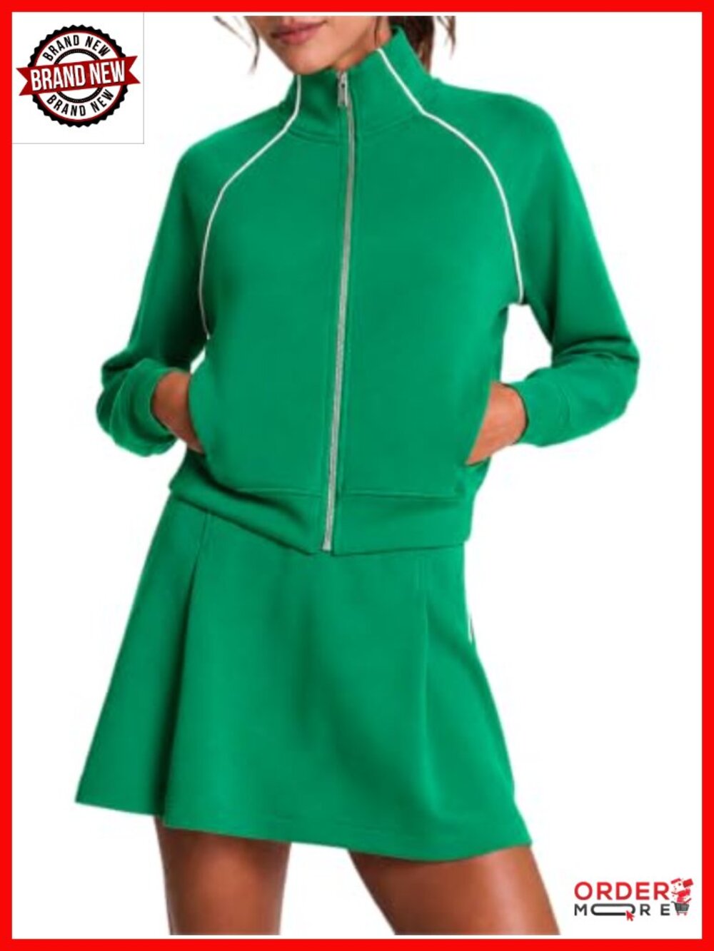2 Piece Skort Set Zip Track Jacket Sweatsuit Tennis Outfit